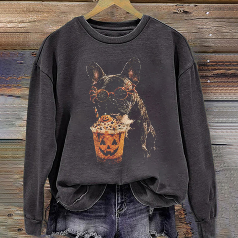 Vintage Halloween French Bulldog Coffee Sweatshirt