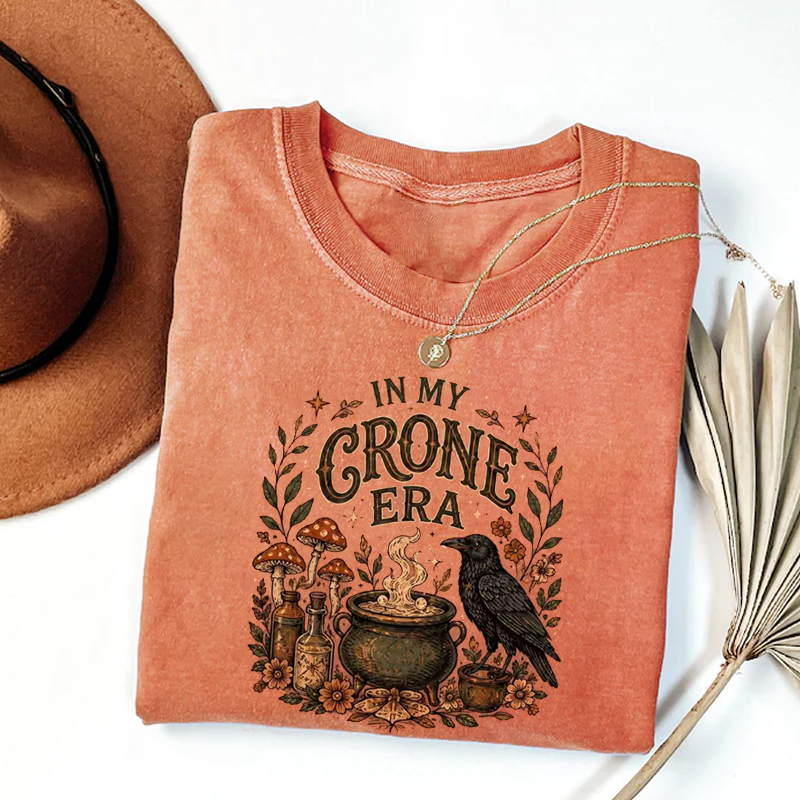 Witchy Gothic Botanical Raven Cauldron T-shirt