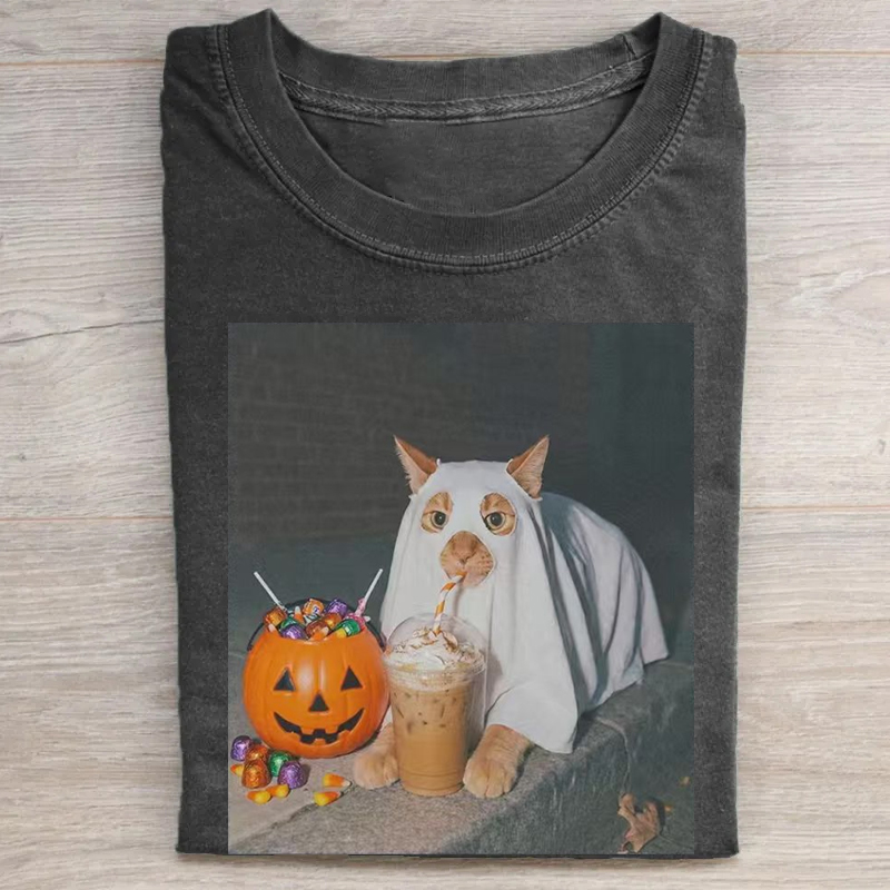 Orange Cat Halloween T-shirt