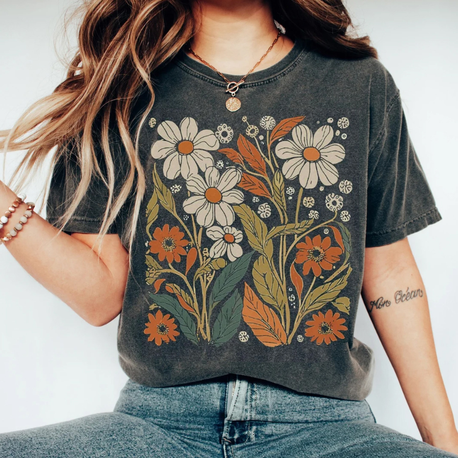 Boho WildFlowers Vintage Inspired T-Shirt