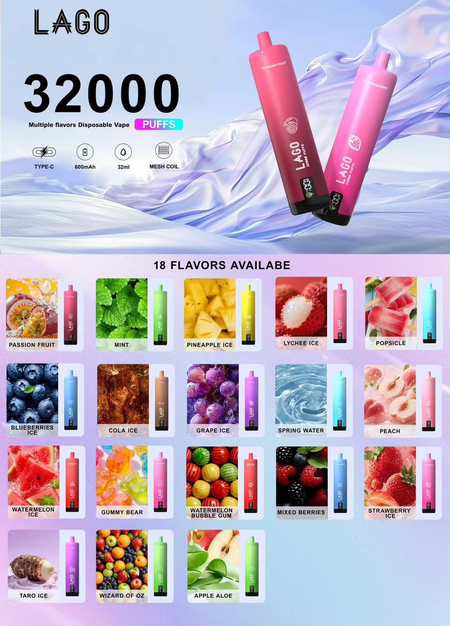 香港一次性電子煙LAGO Disposable vape 32000 PUFFS 即棄型一次性電子煙煙機 可充電 32000啖現貨直發 可批發