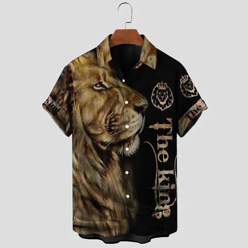 men's tiger print design short sleeve shirt