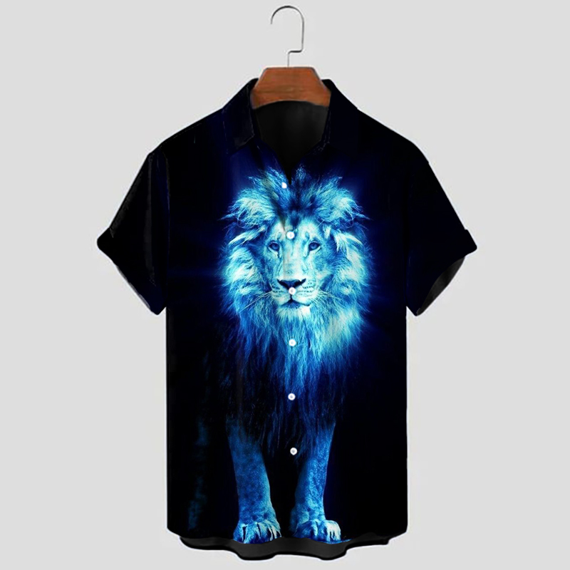 fashion lion print short sleeve shirt