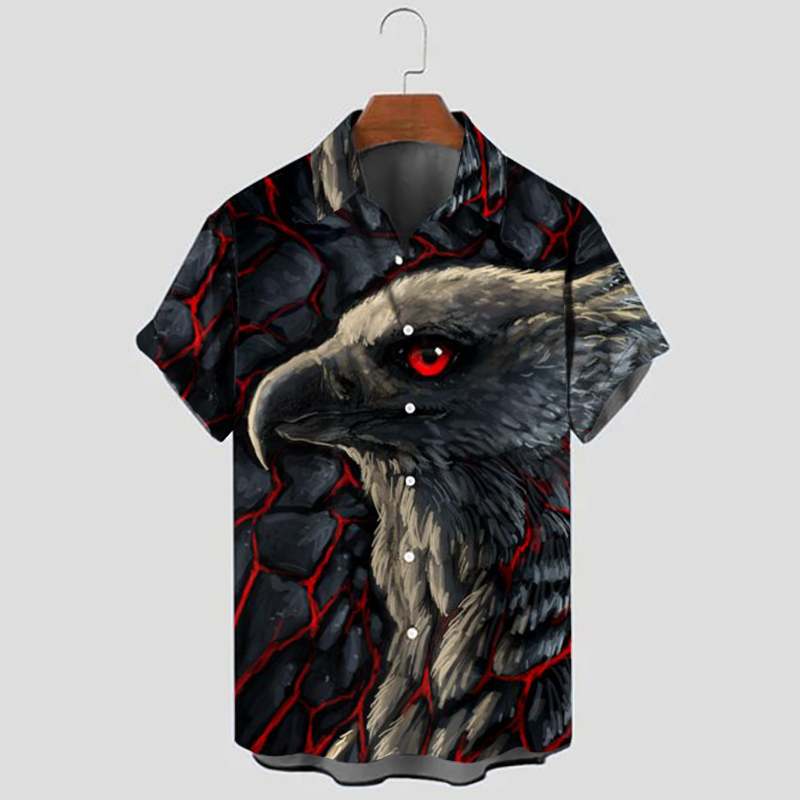 men's eagle print short sleeve shirt