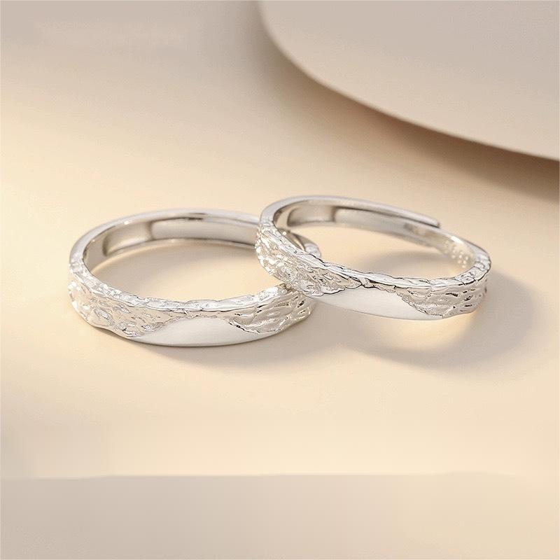 S999 sterling silver niche design solid silver tree pattern couple ring