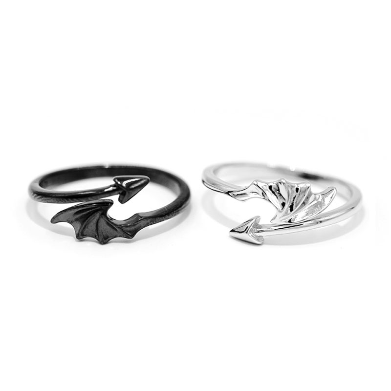 Bling Runway Angel Devil Wings Couple Ring