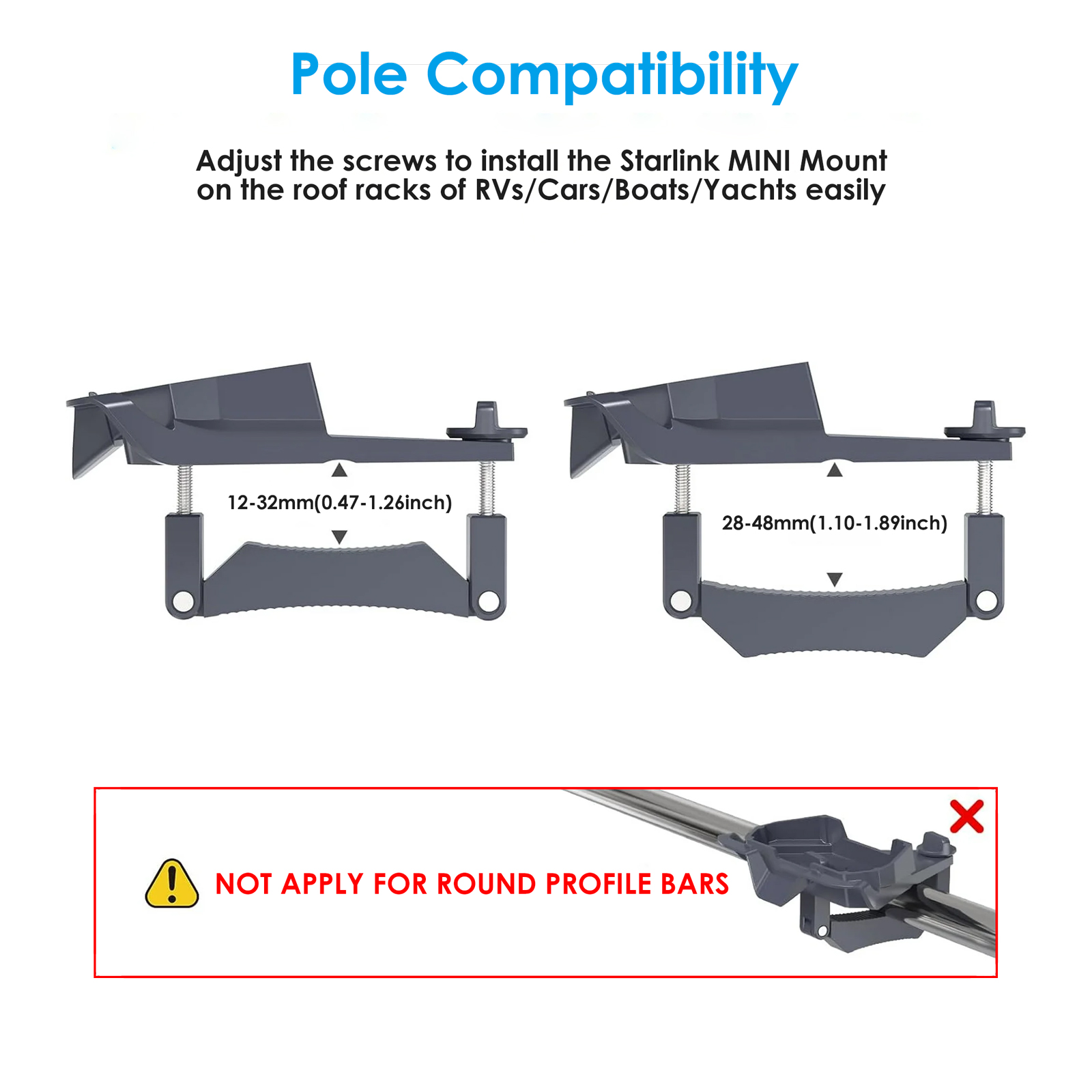Starlink Mini Car Mount for Mini Dishy on The Top Roof of RVs Cars Boats Yachts