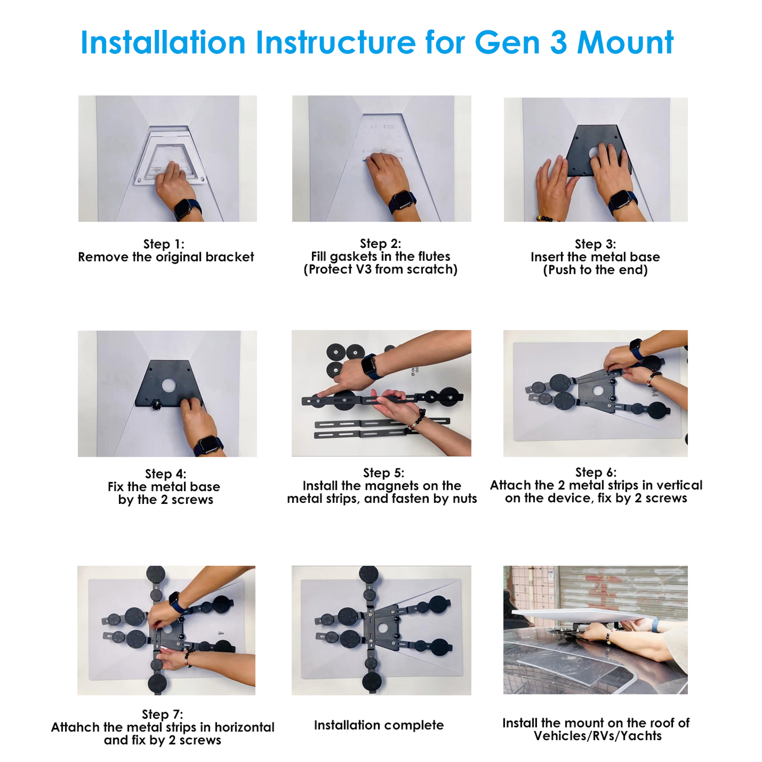 Starlink GEN 3 Magnetic Mount for V3 Antenna on the Roof of RVs Vehicles Boats Yachts 