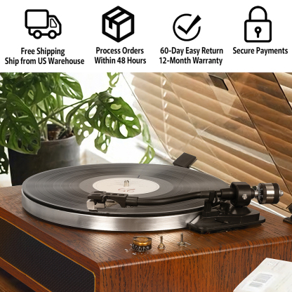 Vintage Style Bluetooth Record Player with Built-in HiFi Speakers R517