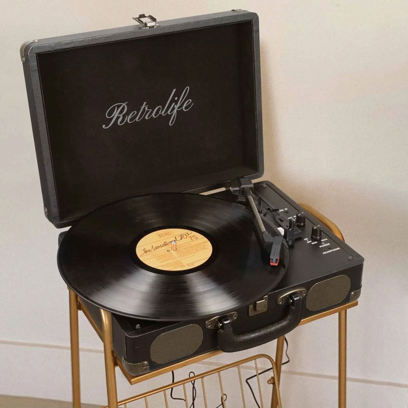  Vinyl Player Vintage, Bluetooth Portable Suitcase