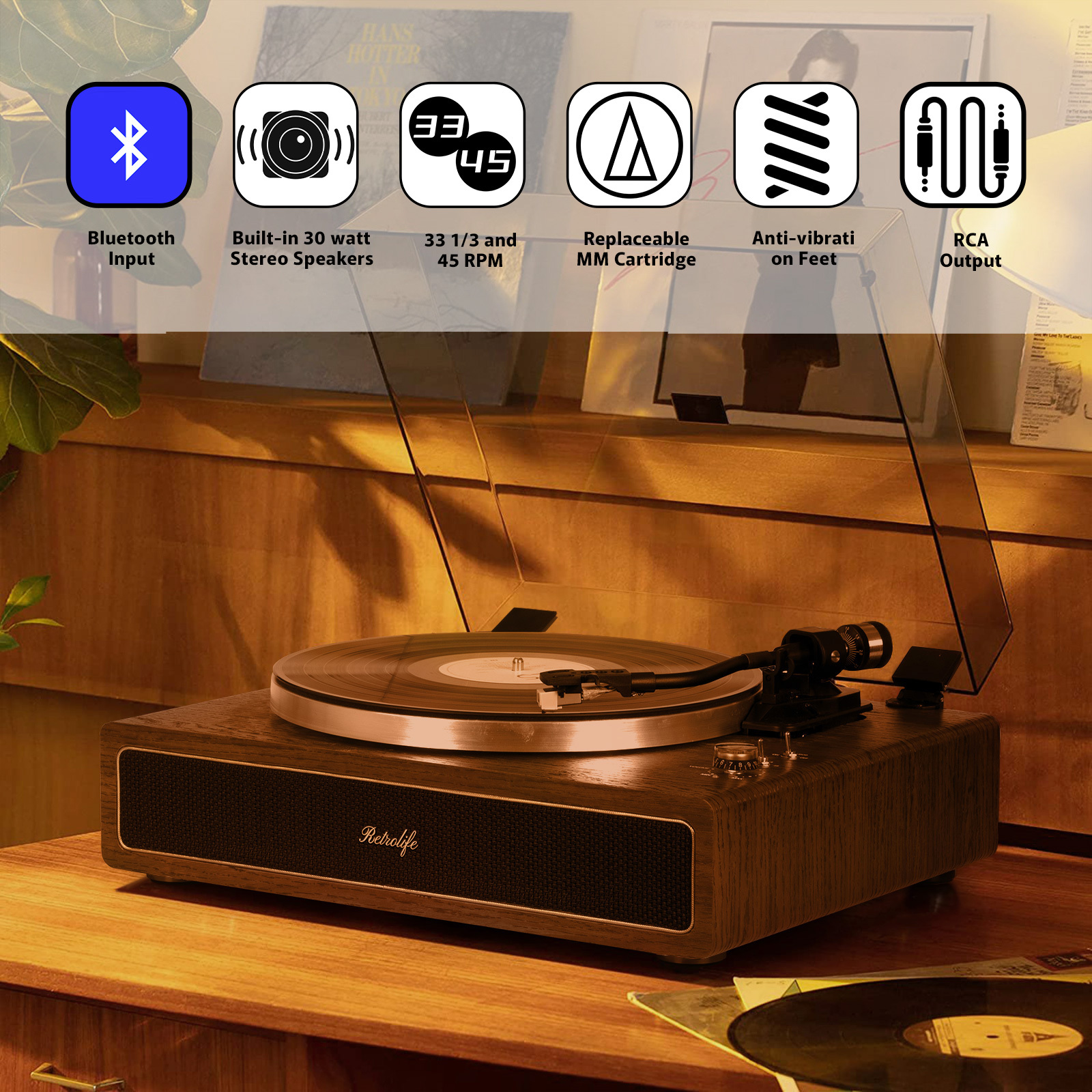 Retrolife® Shop Best Record Player and Bluetooth Turntable & Speakers