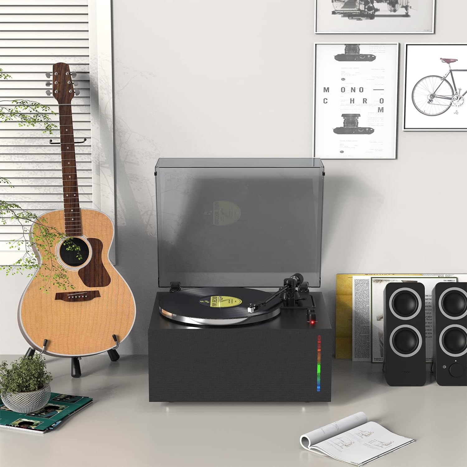 All-in-One Bluetooth ViRecord Player with Stereo Speakers Light