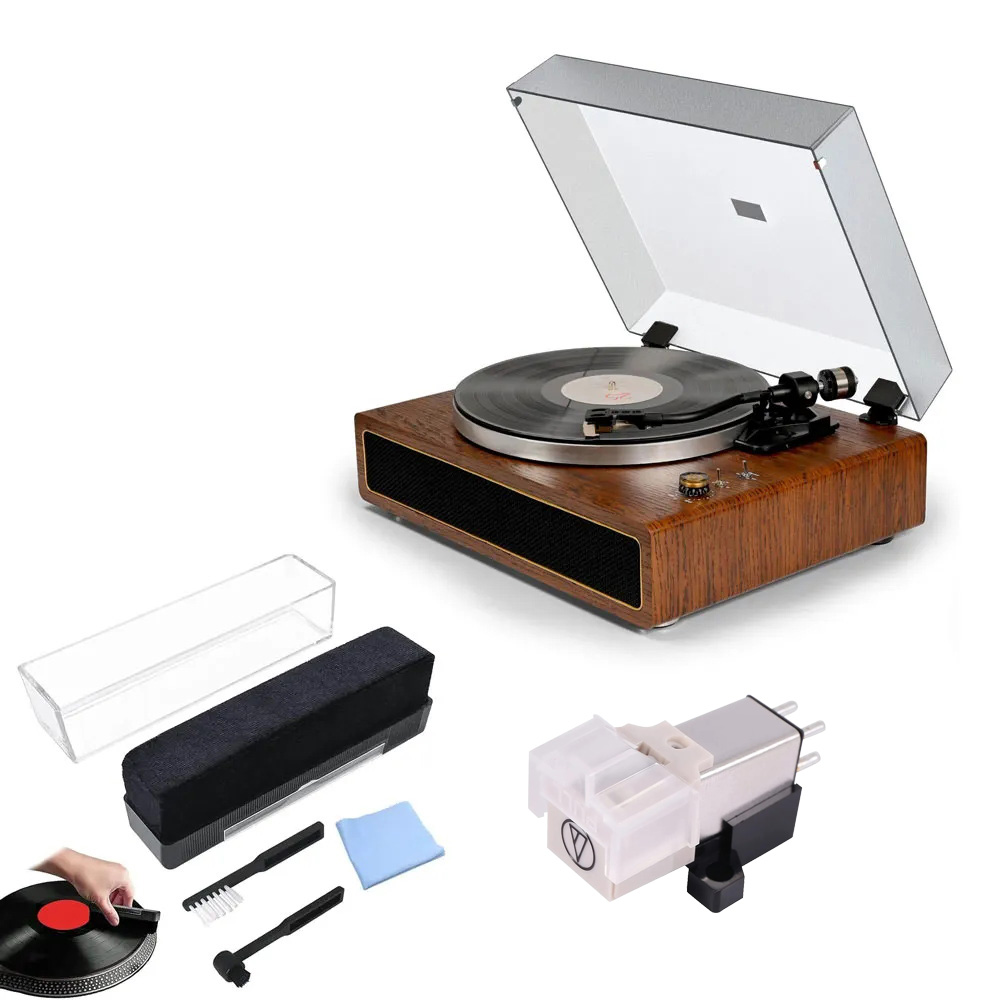 Modern Bluetooth Record Player & ATN3600L Stylus, Vinyl Cleaning Kits Bundle RetroLife R517