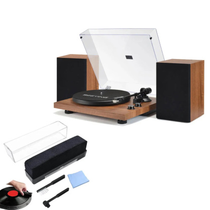 Modern Record Player System & ATN3600L Needle, Cleaning Kits Bundle RetroLife SY101