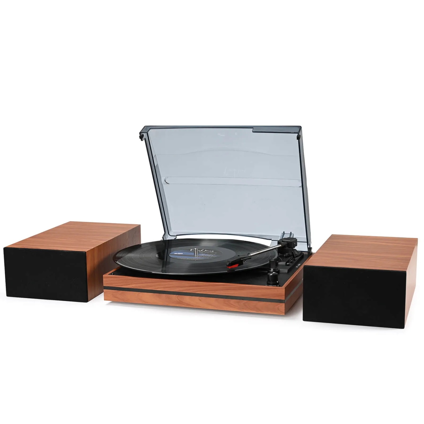Modern Bluetooth Turntable with External Bookshelf HiFi Speakers R612