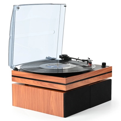 Modern Bluetooth Turntable with External Bookshelf HiFi Speakers R612
