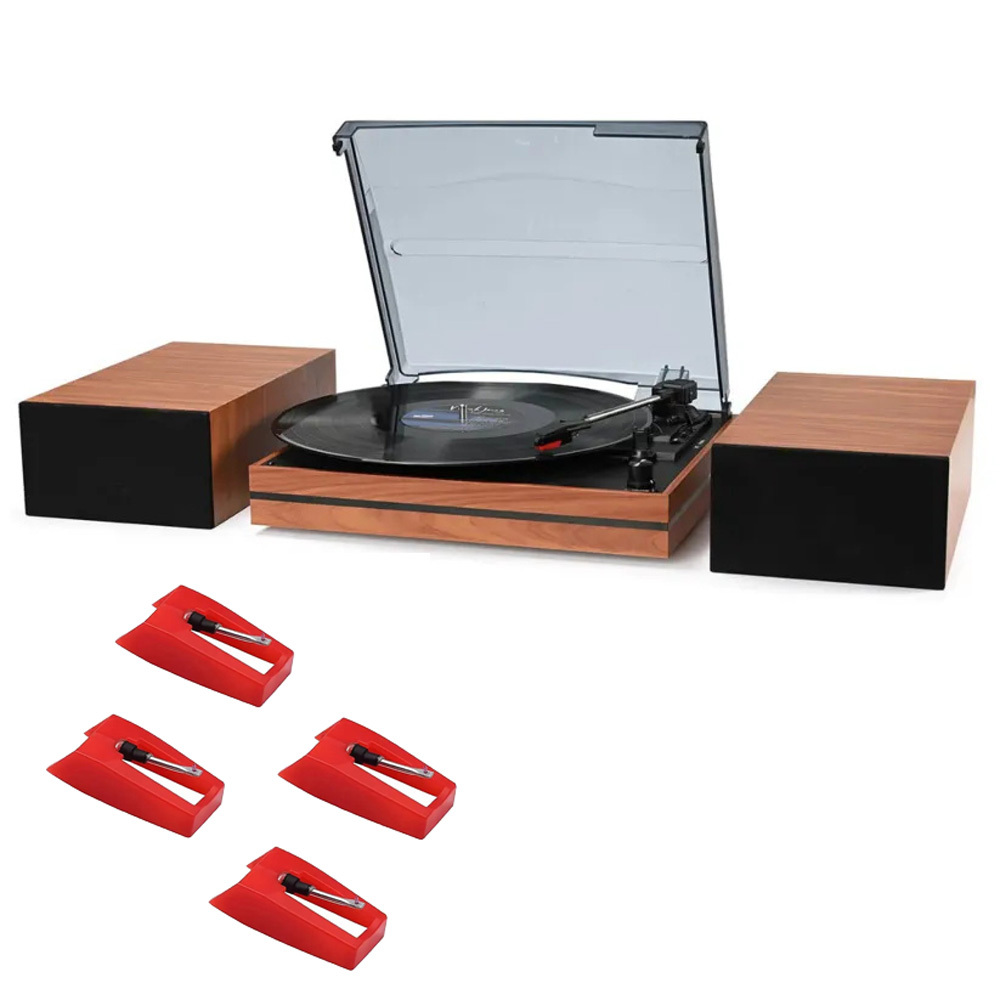 Modern Bluetooth Record Player Speaker System & Vinyl Cleaning Kits Bundle RetroLife R612