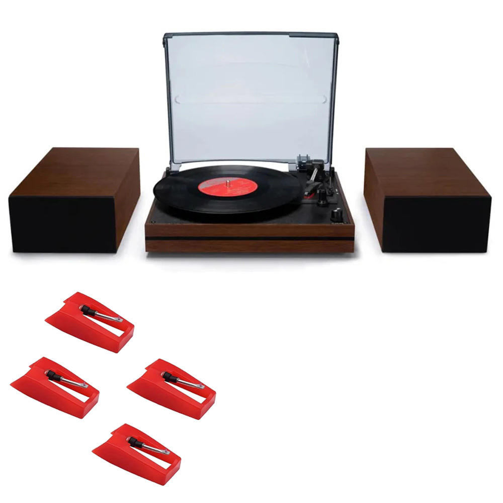Modern Bluetooth Record Player Speaker System & Vinyl Cleaning Kits Bundle RetroLife R612