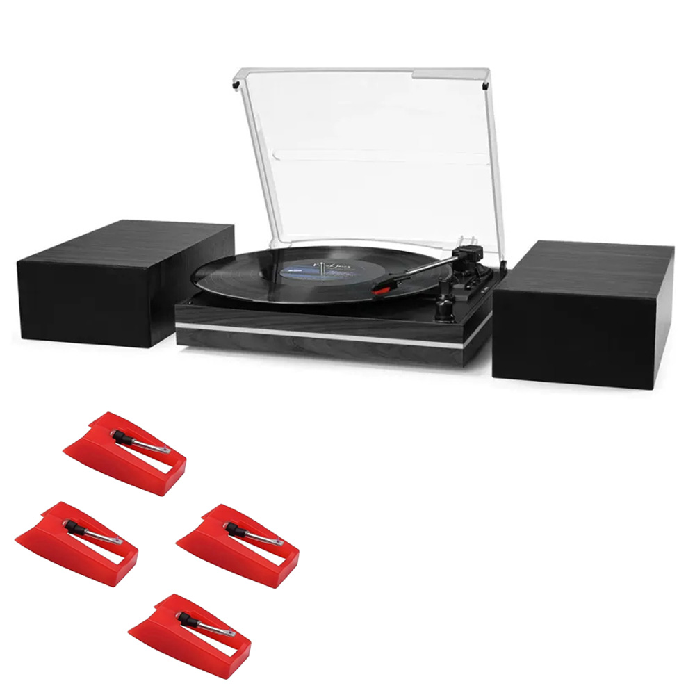 Modern Bluetooth Record Player Speaker System & Vinyl Cleaning Kits Bundle RetroLife R612