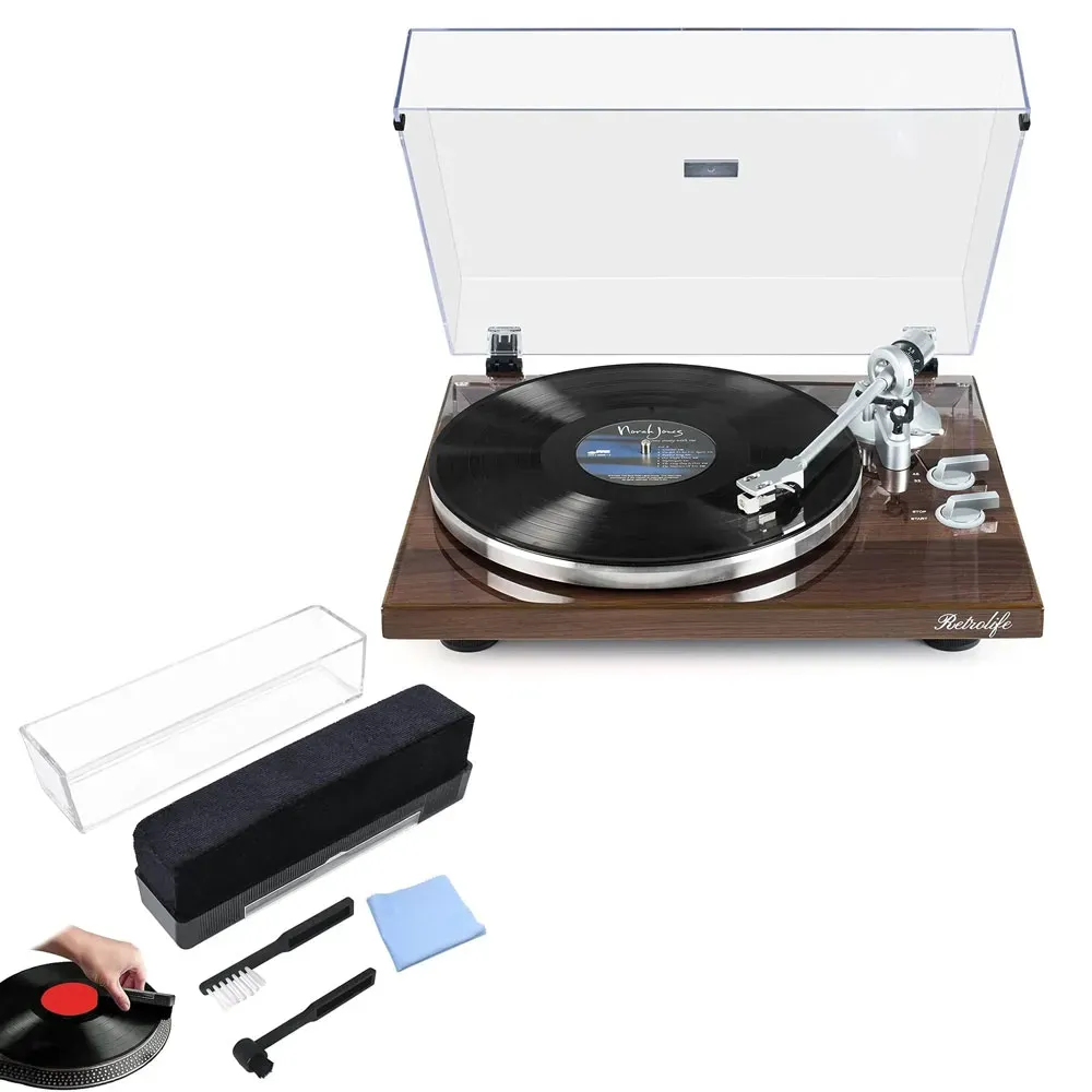 Modern Turntable, Replacement ATN3600L Cartridge & Vinyl Cleaning Kits Bundle RetroLife HQKZ-006