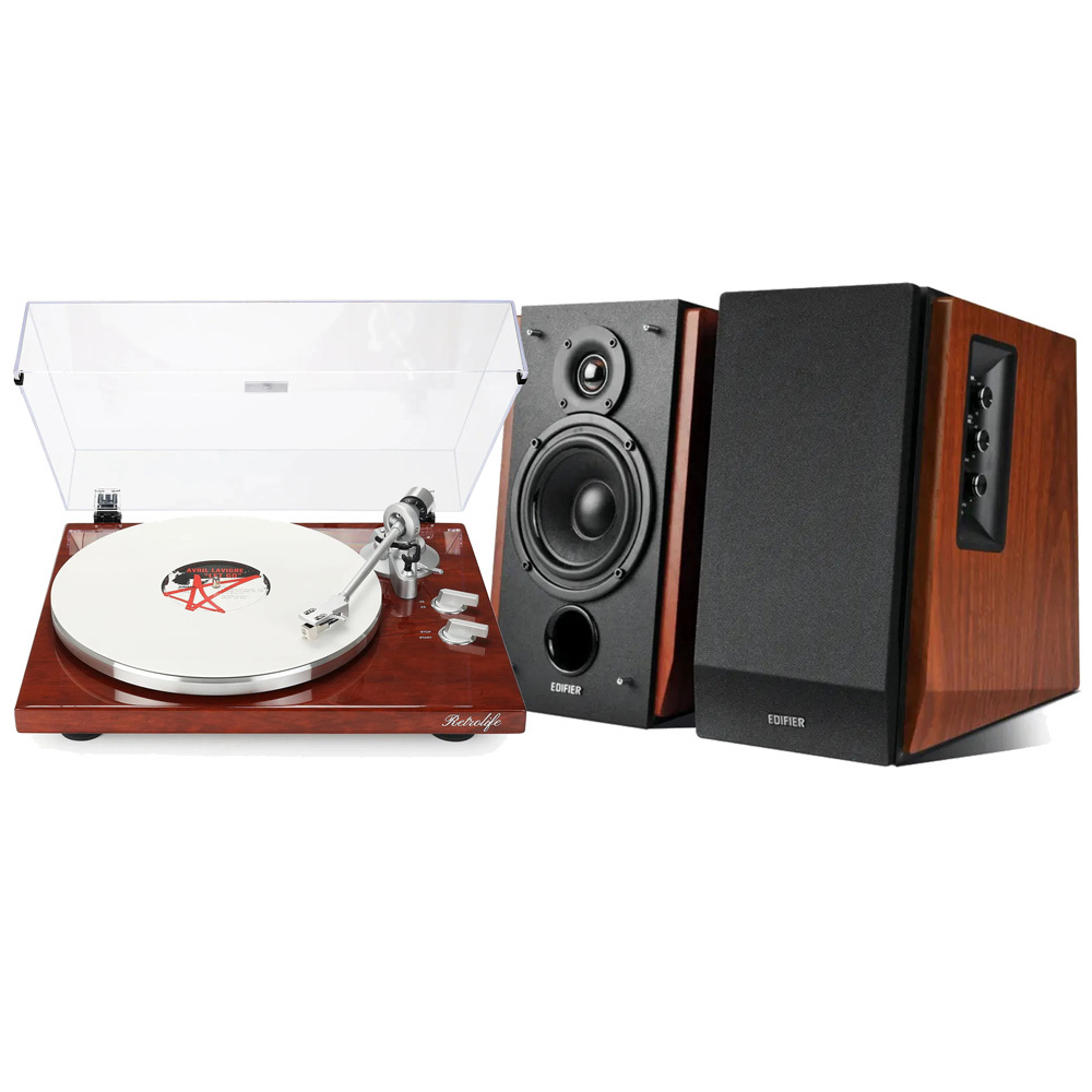 Modern Bluetooth Turntable & Bookshelf Speakers Bundle RetroLife HQKZ-006
