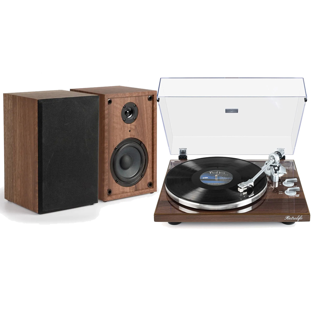 RetroLife Bundle Includes Bluetooth Turntable HQKZ-006 and Edifier R1280T Powered Speakers