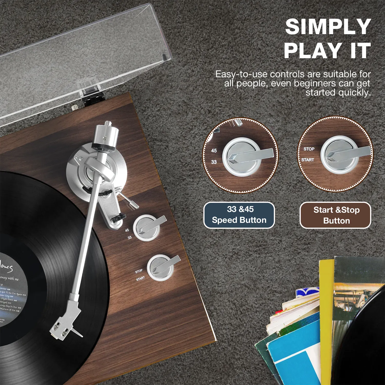 Retrolife Bluetooth Turntable with Moving Cartridge HQKZ006