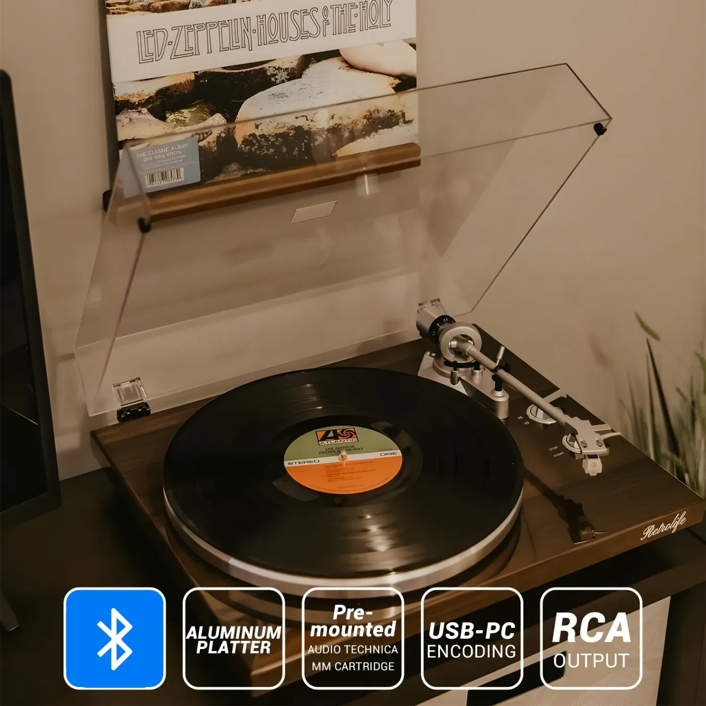 Retrolife Bluetooth Turntable with Moving Cartridge HQKZ006