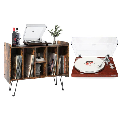 RetroLife Bundle Includes Bluetooth Turntable HQKZ-006 and Record Player Cabinet