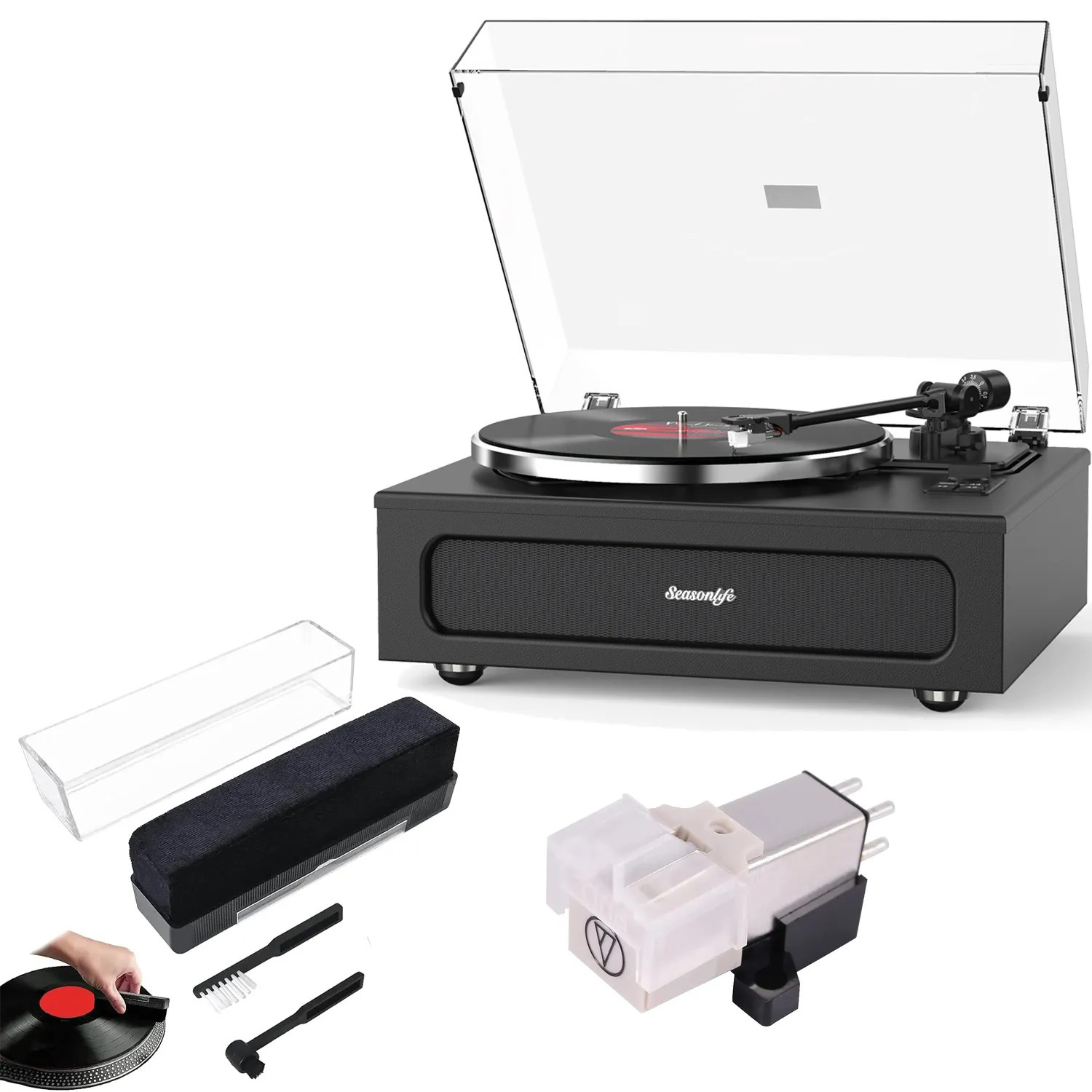 Modern Bluetooth Record Player System & ATN3600L Stylus, Cleaning Kits Bundle HQKZ018