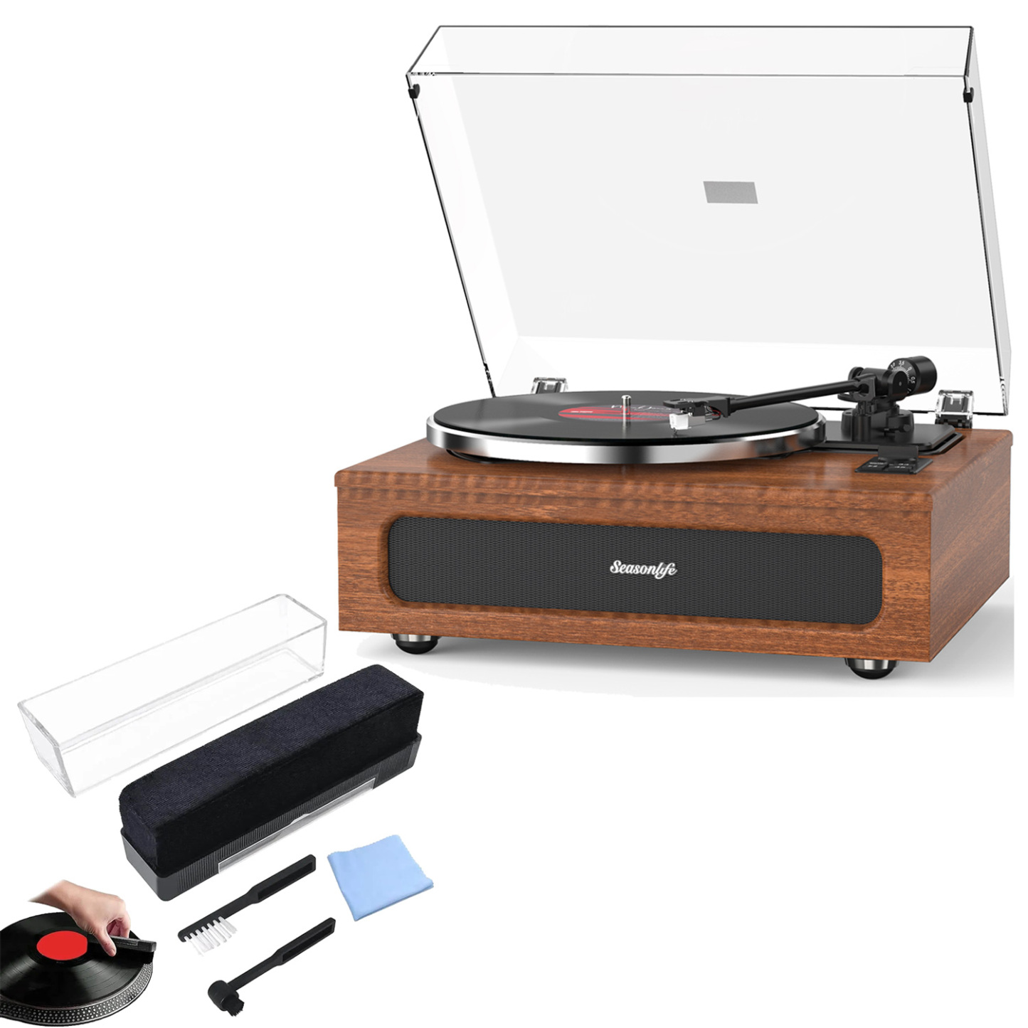Modern Bluetooth Record Player System & ATN3600L Stylus, Cleaning Kits Bundle RetroLife HQKZ018