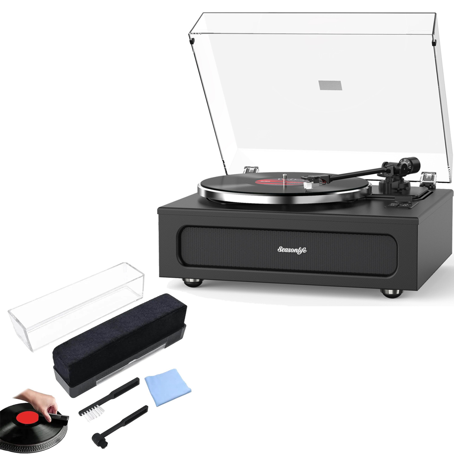 Modern Bluetooth Record Player System & ATN3600L Stylus, Cleaning Kits Bundle RetroLife HQKZ018