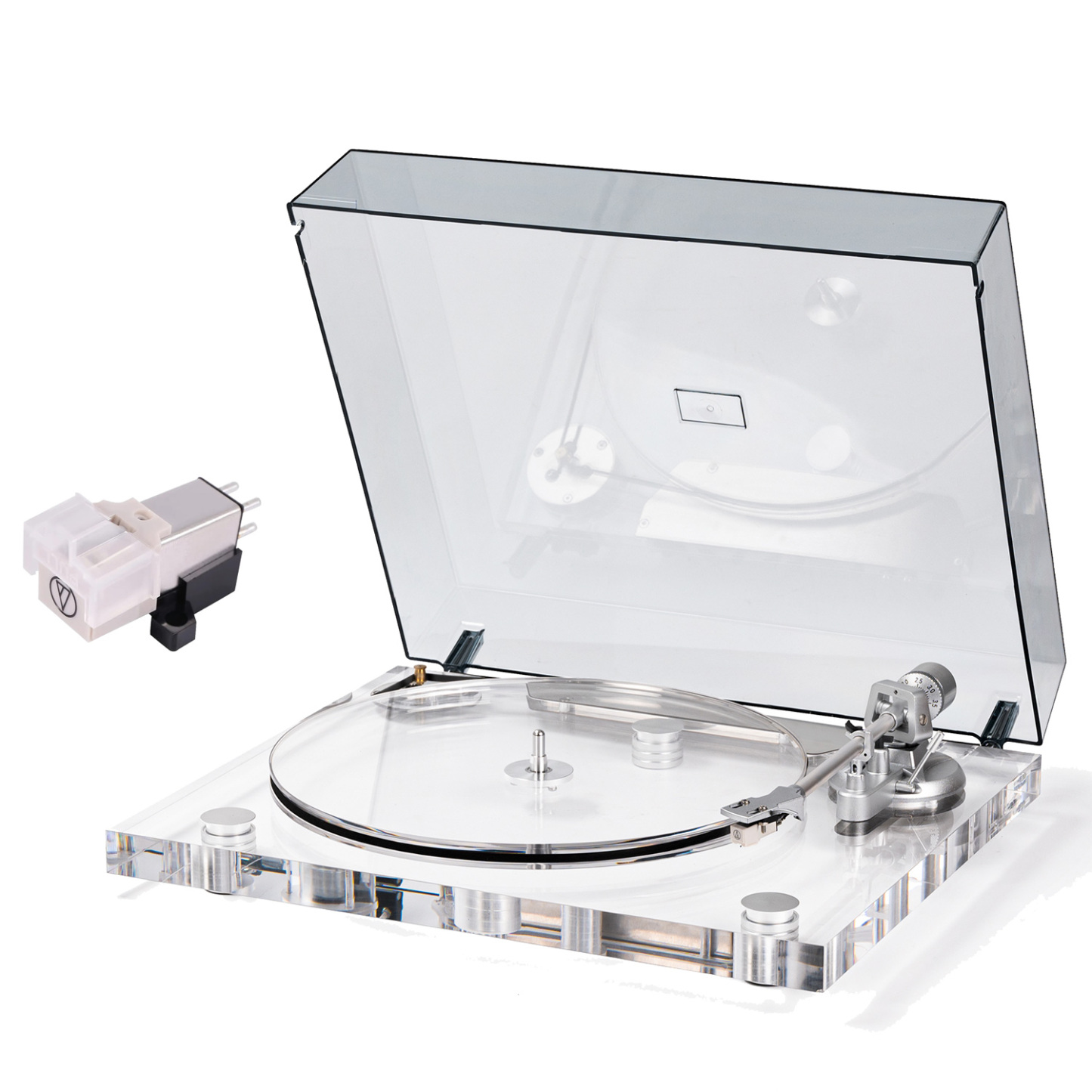 Bluetooth Clear Acrylic Turntable & MM Cartridge, Vinyl Record Cleaning Kit Bundle RetroLife ICE1