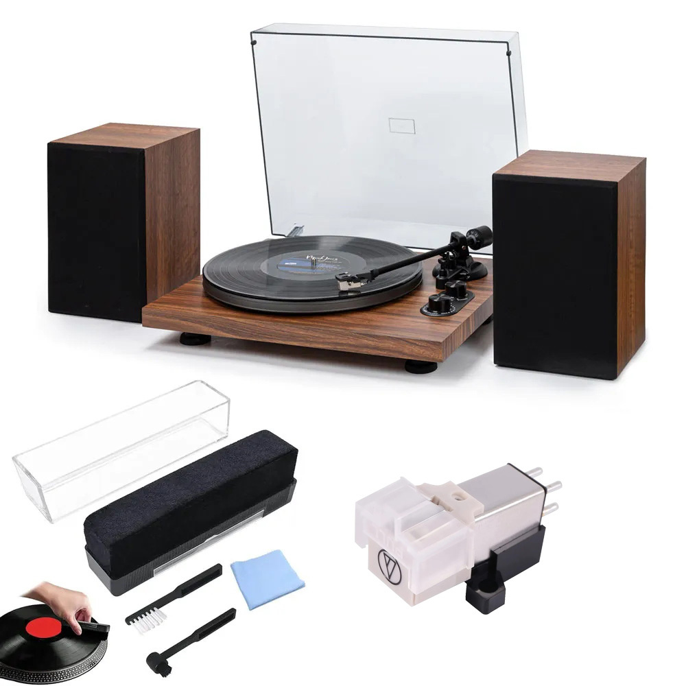 Bluetooth Turntable HiFi System with 40 Watt Bookshelf Speakers UD006