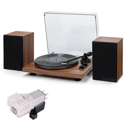 Modern Bluetooth Record Player HiFi System & ATN3600L Cartridge, Vinyl Record Cleaning Kits Bundle RetroLife UD006