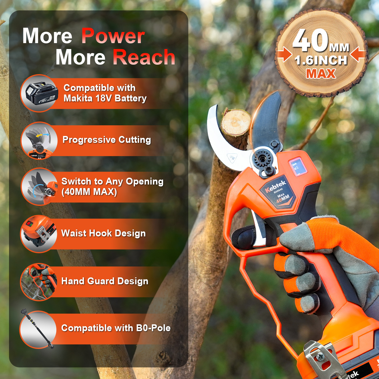 [2026 NEW] 21V 40MM KST Electric Pruning Shears B06640