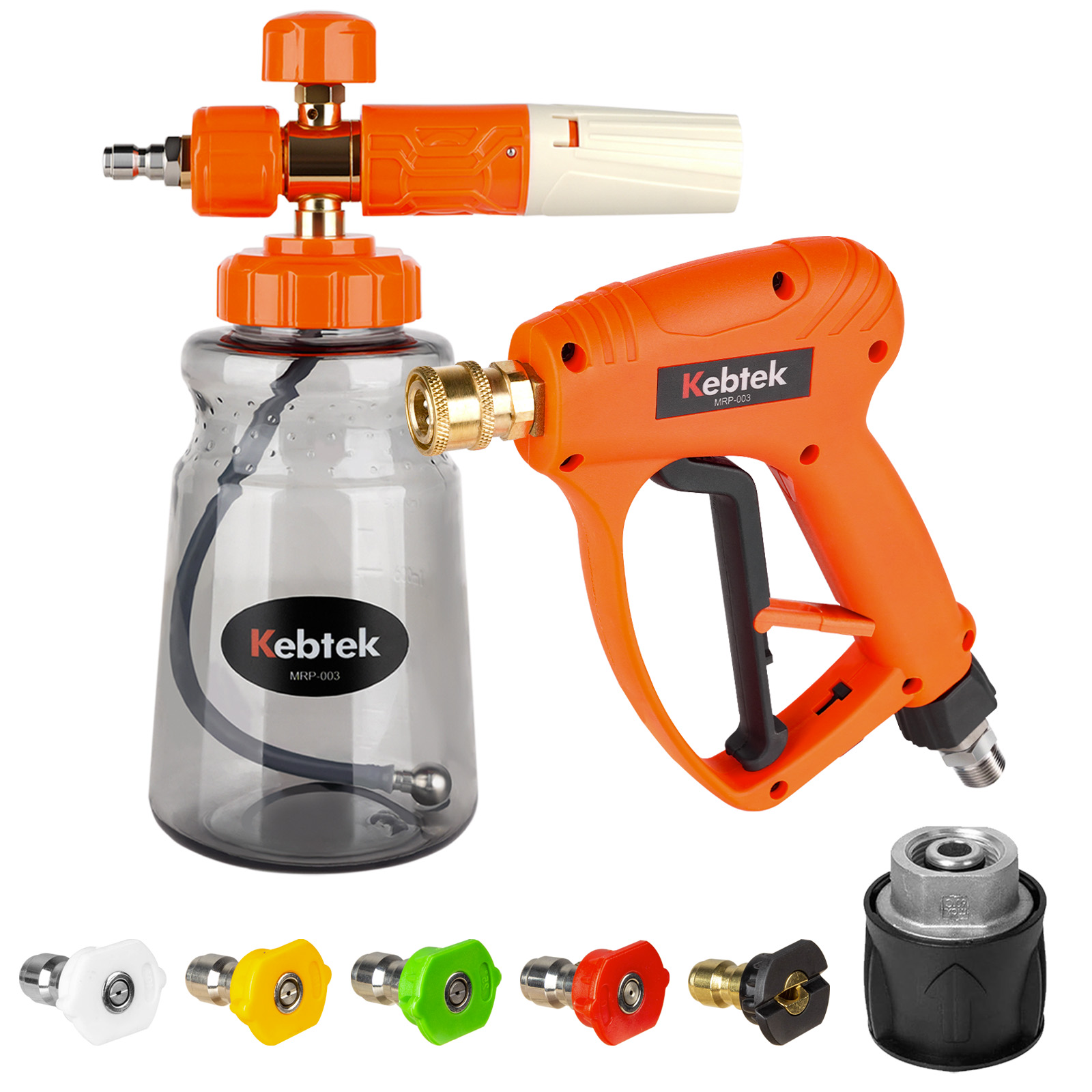 Pressure Washer Gun 5200 PSI with Foam Cannon 1L & 5 Nozzle Tips, 1/4" Quick Connector
