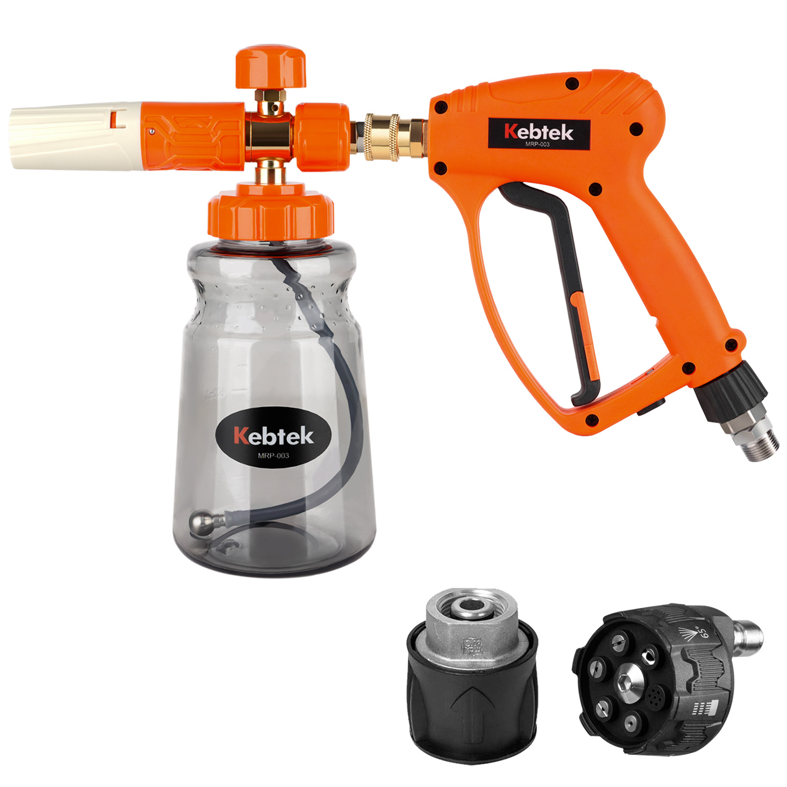 Pressure Washer Gun 5200 PSI with Foam Cannon 1L & 6 IN1 Nozzle Tips, 1/4" Quick Connector