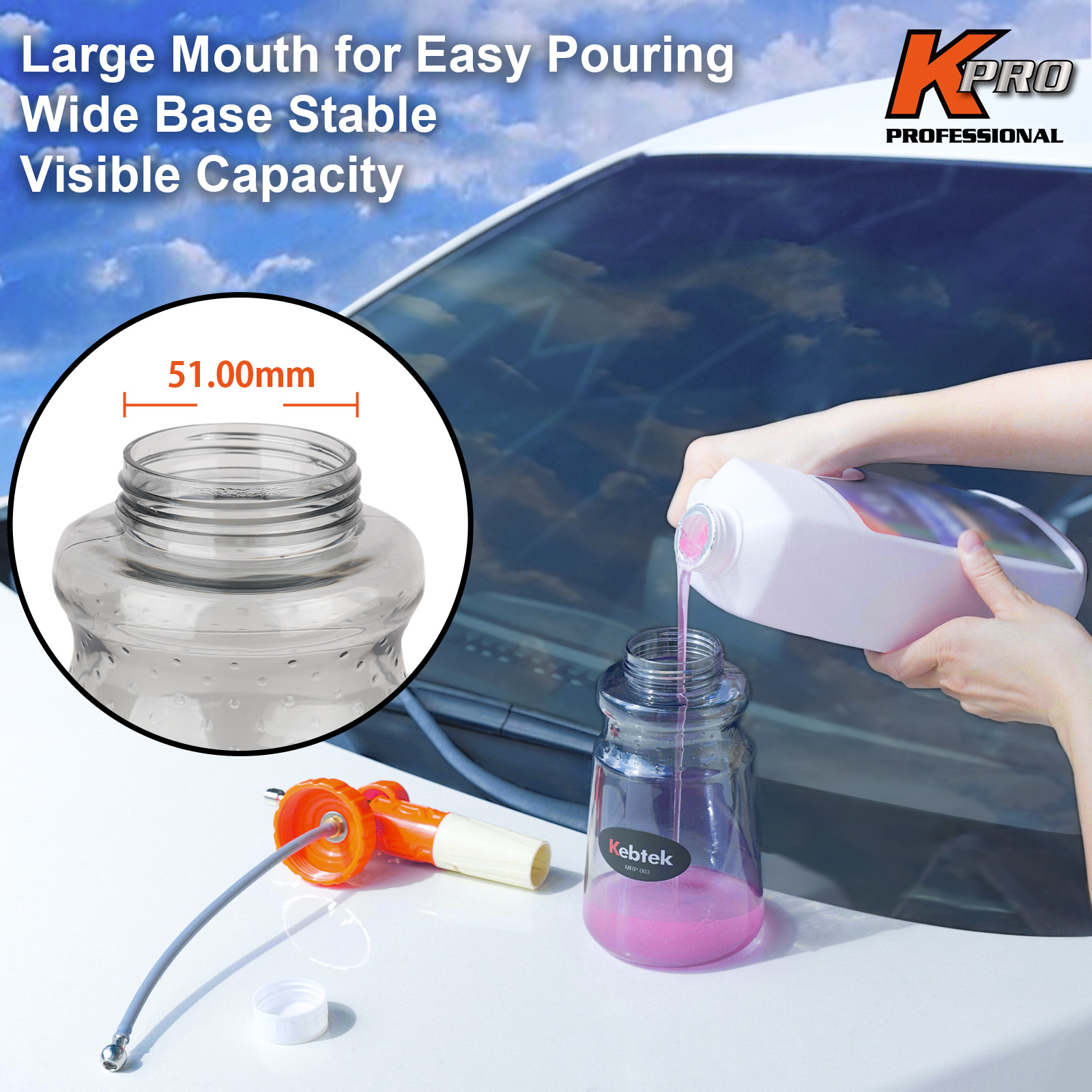 Kebtek Pressure Washer Gun 5200 PSI with Foam Cannon 1L & 5 Nozzle Tips, 1/4" Quick Connector