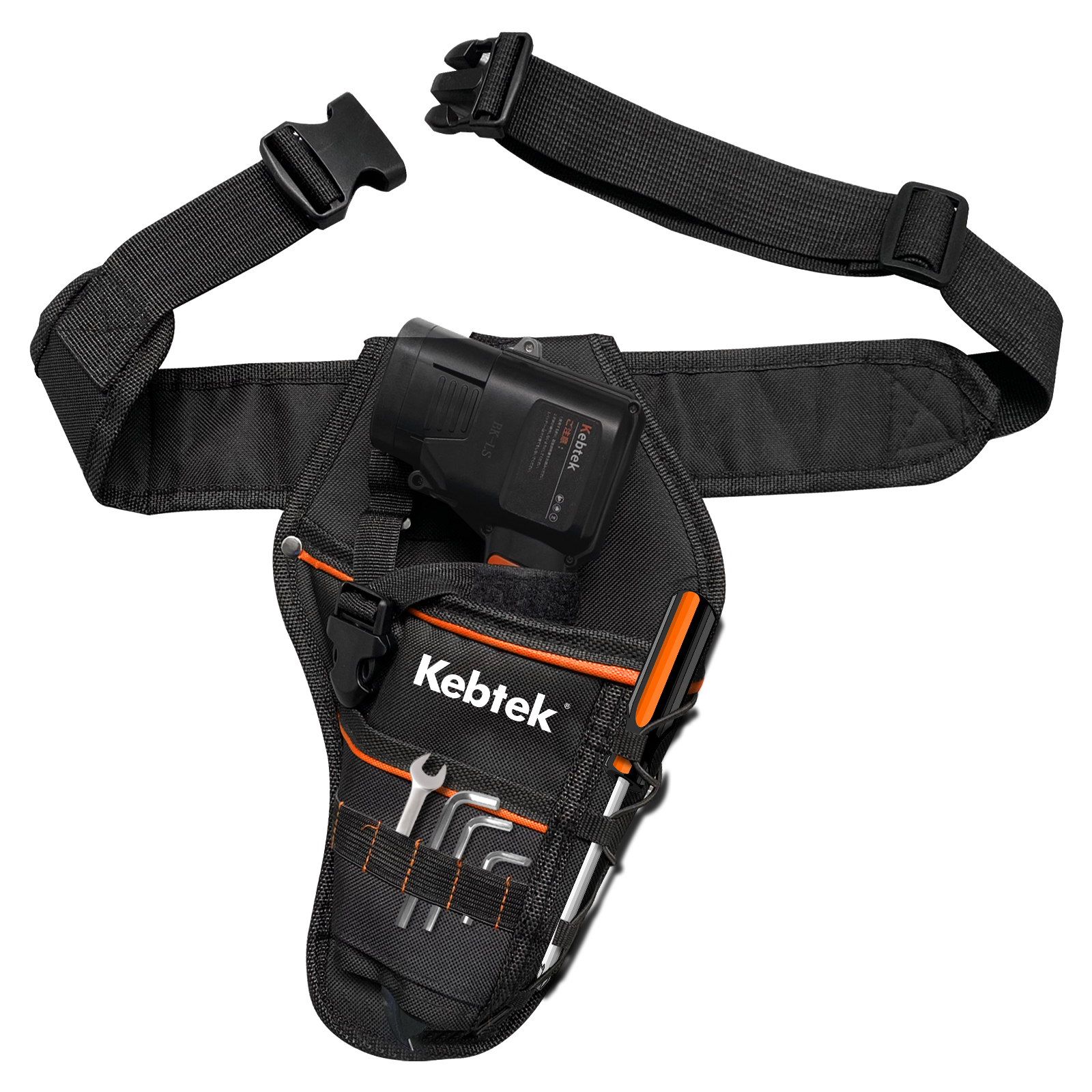 Kebtek Hand Pruner Hanging Pouch, Heavy Duty Construction Tool Belt for Electri Pruning Shear with Battery Pocket Tool Pouch - Adjusts from 33 Inches to 42 Inches (Black)