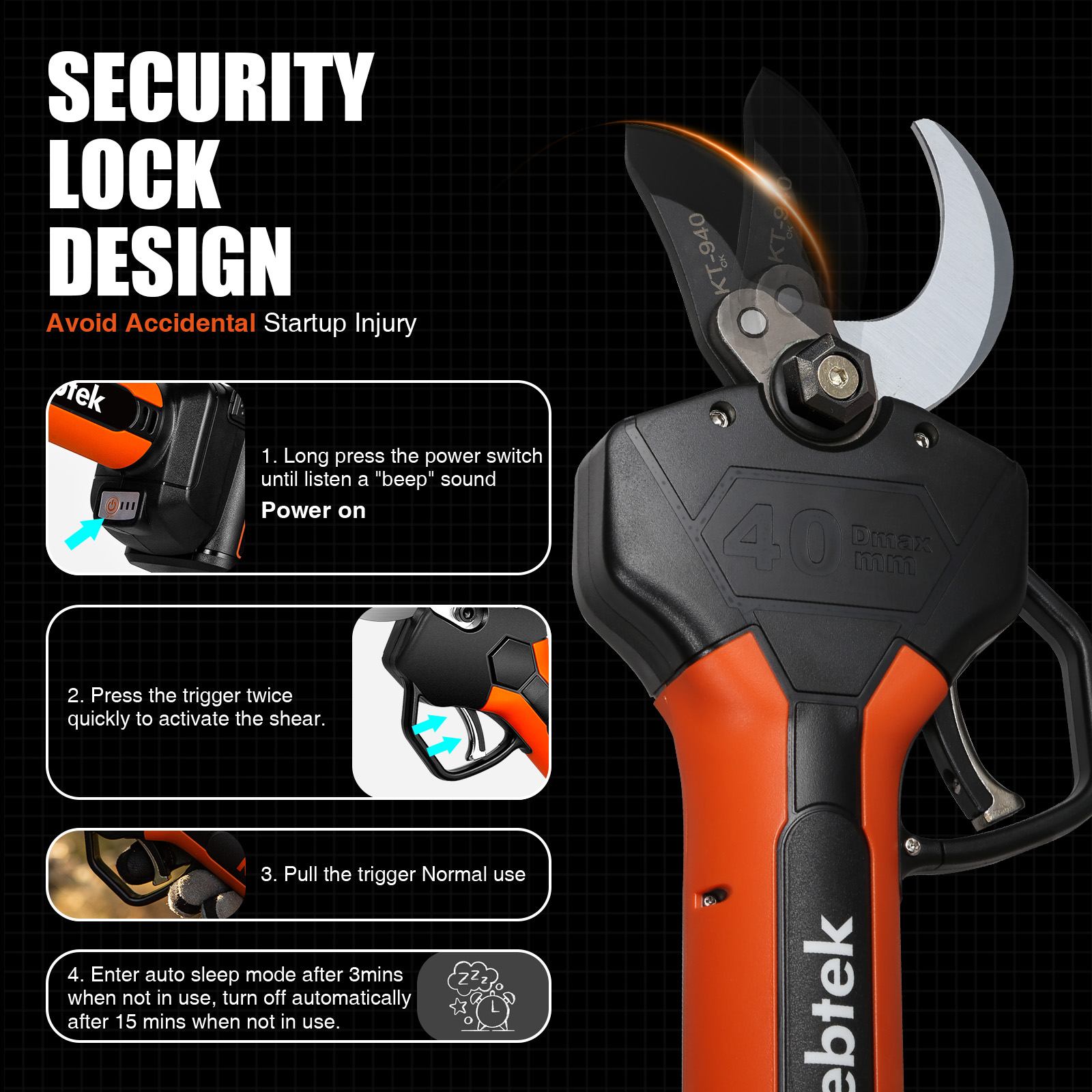 K-Pro 21V 40MM Electric Pruner KT940 (Bare Tool Machine Only )