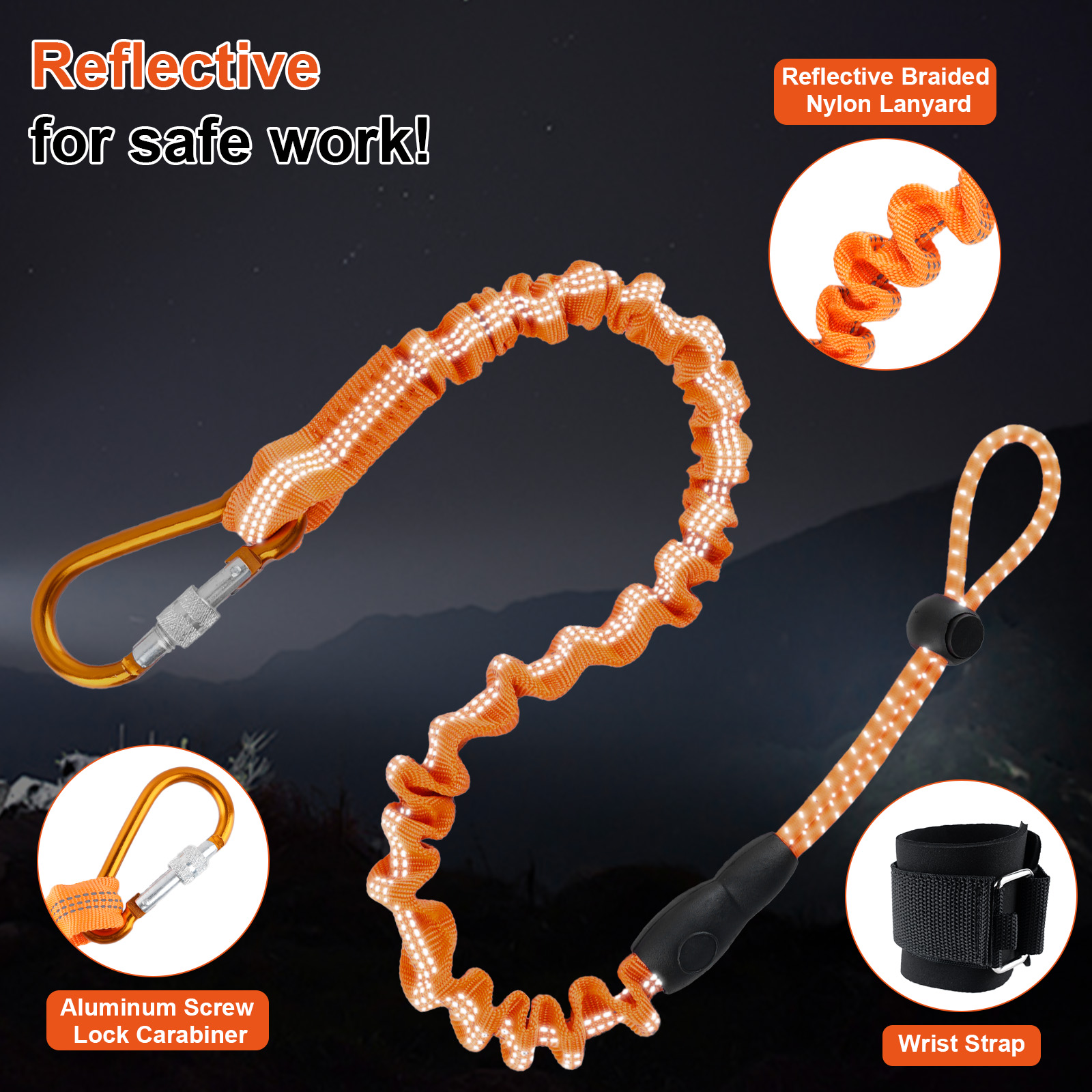 Retractable Safety Tool Leash- Can be tied to the wrist