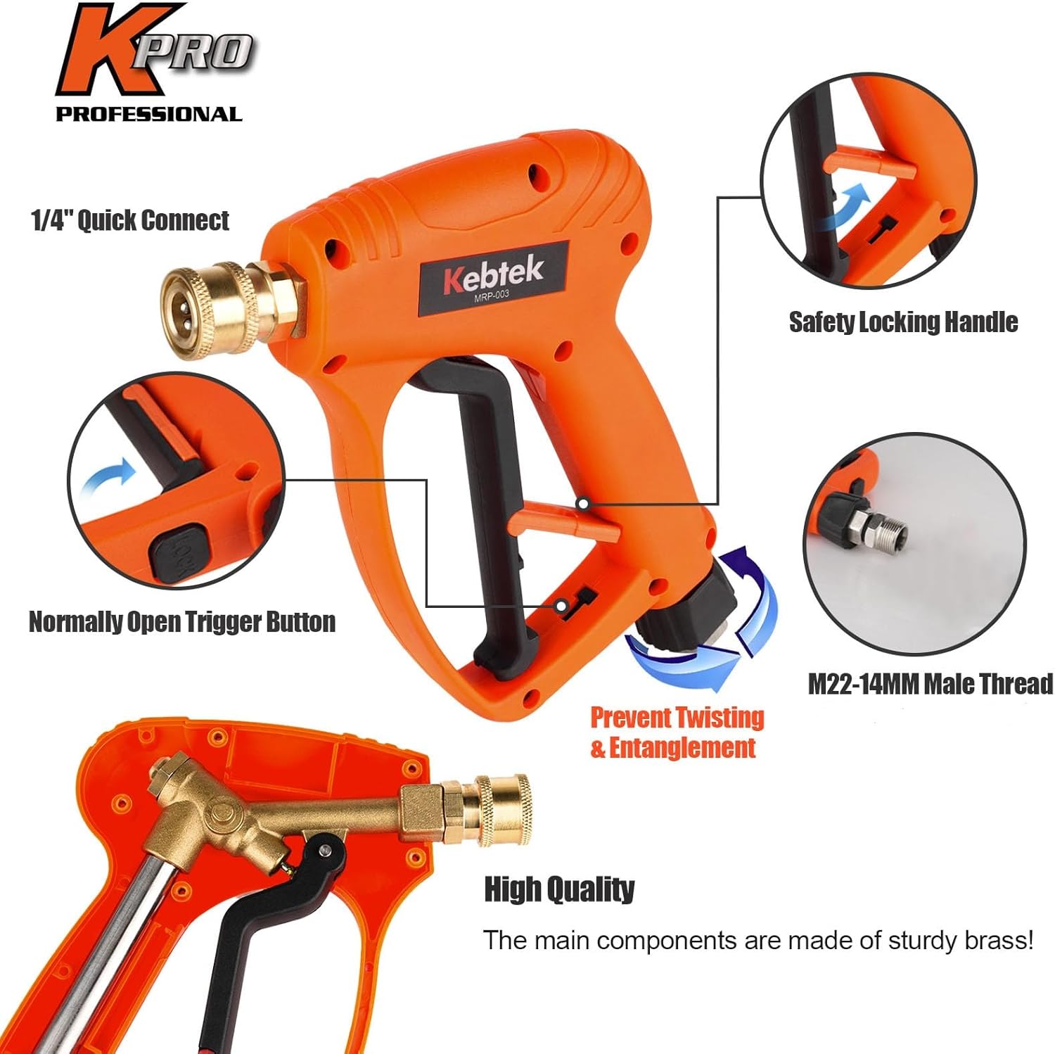 High Pressure Washer Gun 5200 PSI with Adapter