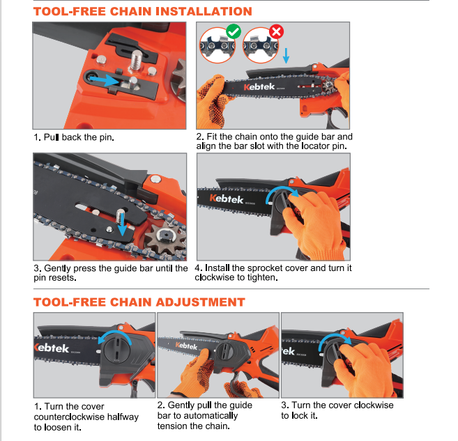 Kebtek KPRO 21V Cordless Brushless 8 inch Mini Chainsaw