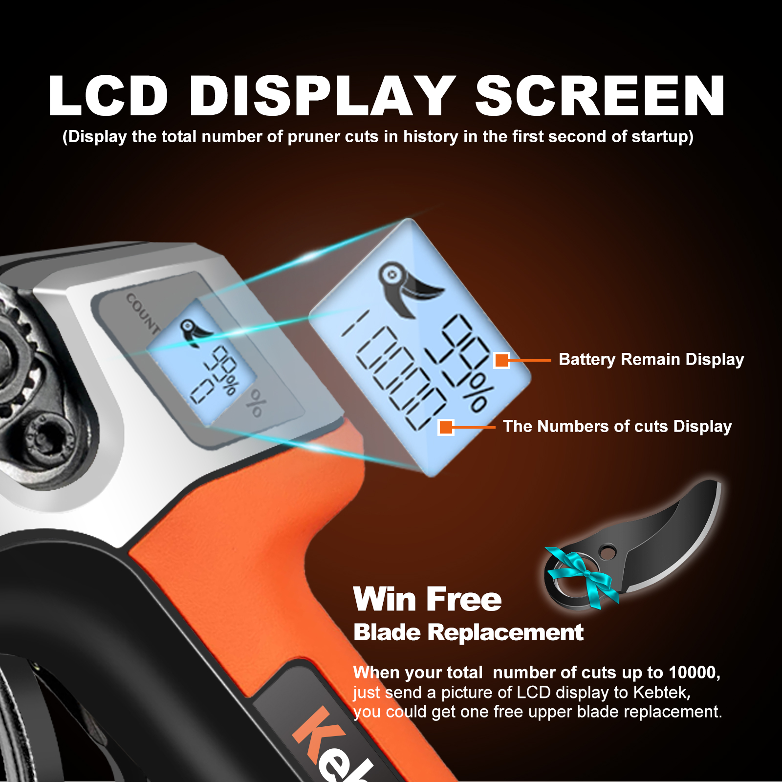 Professional Cordless Electric Pruning Shears, 35MM Brushless Battery Powered Tree Pruner with 2 Pack Rechargeable 2Ah Batteries- LCD Display