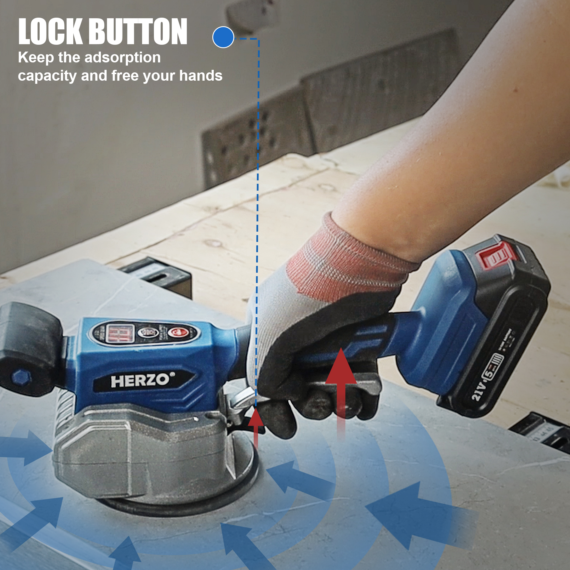 HERZO 20V Portable Electric Tile Laying Vibrator Machine DIY Wall Leve