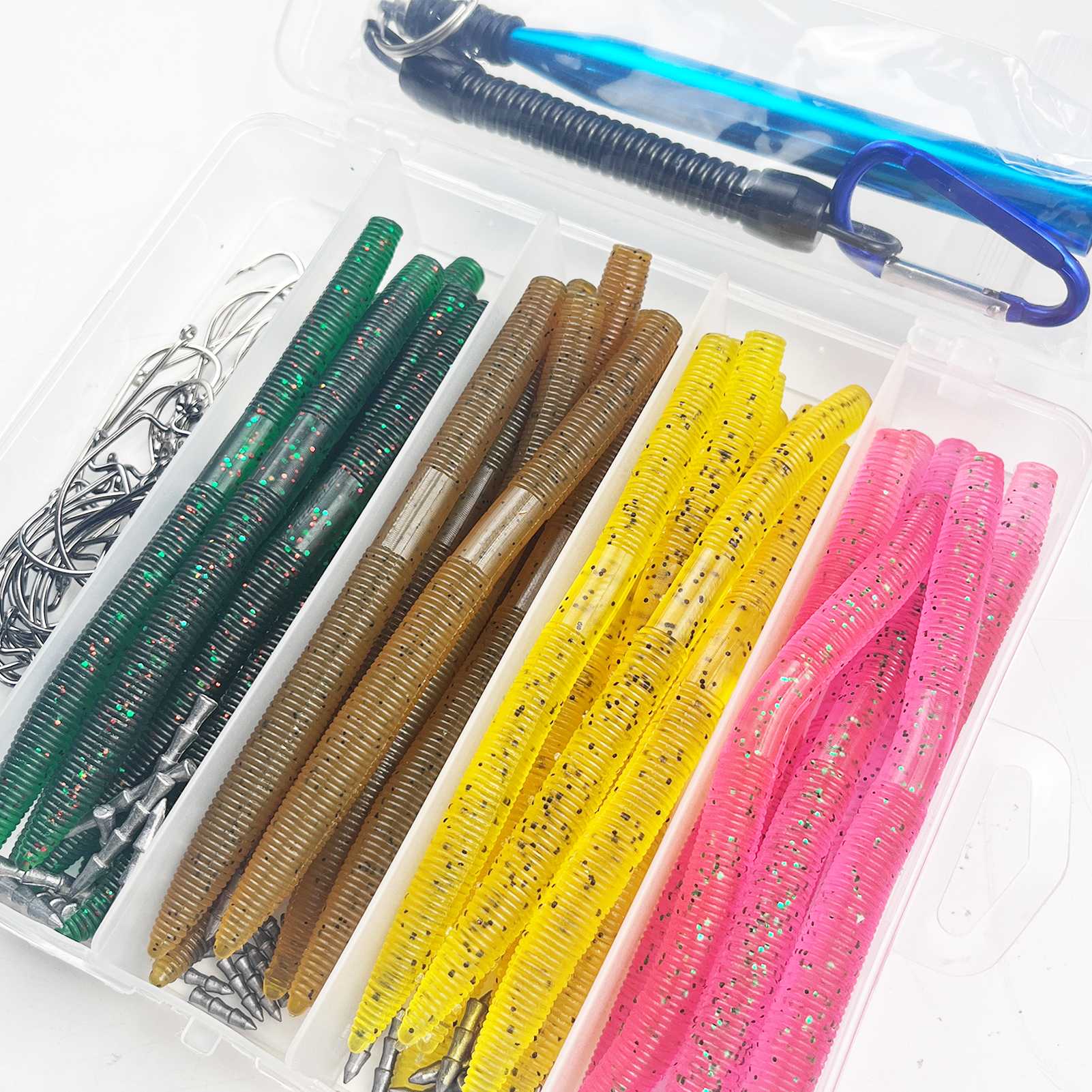 FREE FISHER 134pcs/Lot Soft Lures Set Worms Hooks Fishing Weights Sinker Bait Tying Tools for Freshwater/Saltwater Swimbaits Fishing Tackle Box