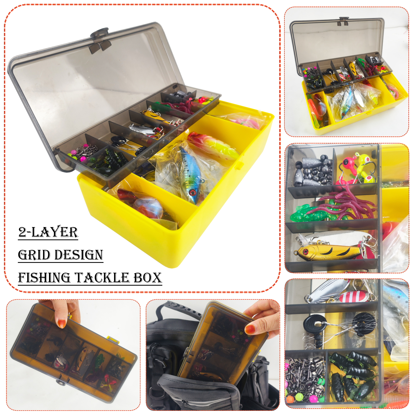 FREE FISHER Fishing Tackle Box,145pcs Fishing Lures Kit,VIB Minnow Popper,Soft Worm,Fishing Pliers Spinnerbait Hooks Accessories