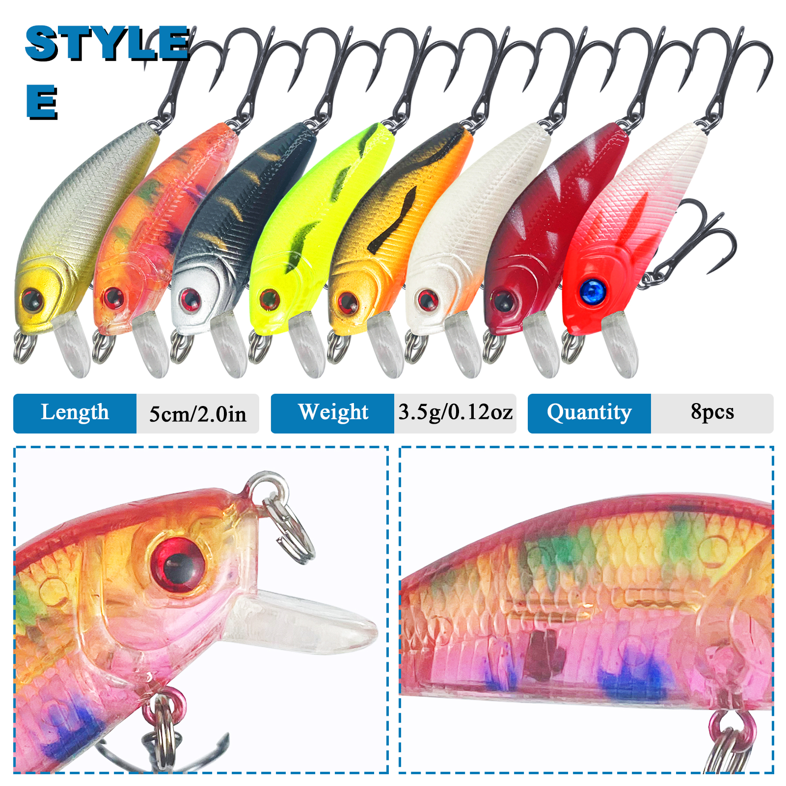 FREE FISHER Fishing Hard Lures Kit,43pcs/Lot Mixed Minnows,Crankbaits Poppers,Bass Fishing Baits,Simulated Artificial Lures Set