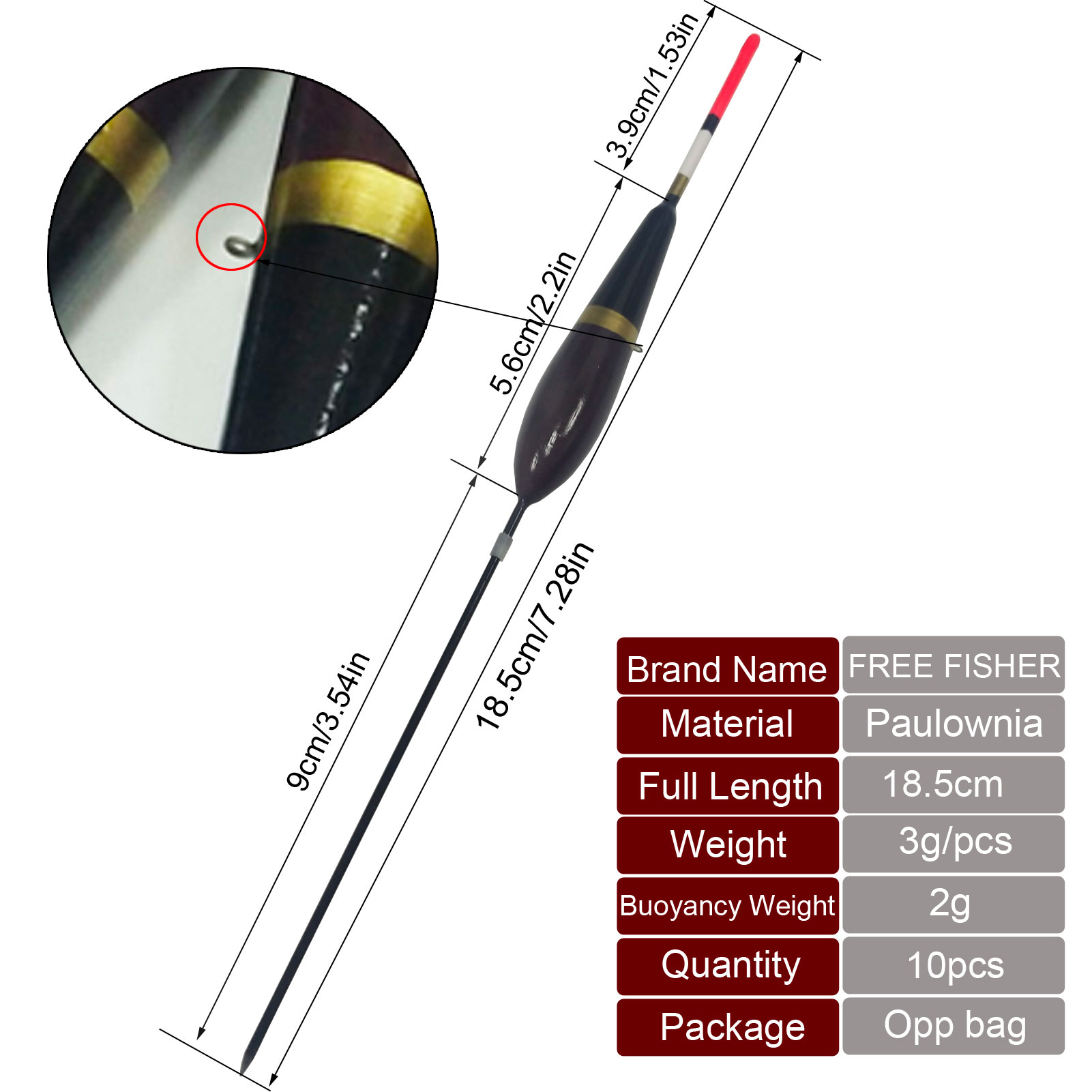 FREE FISHER Fishing Wood Floats Lightweight Bobbers Cork Vertical Buoy Set Long Tail Antenna Colored Stopper Copper Swivel for Bass/Carp